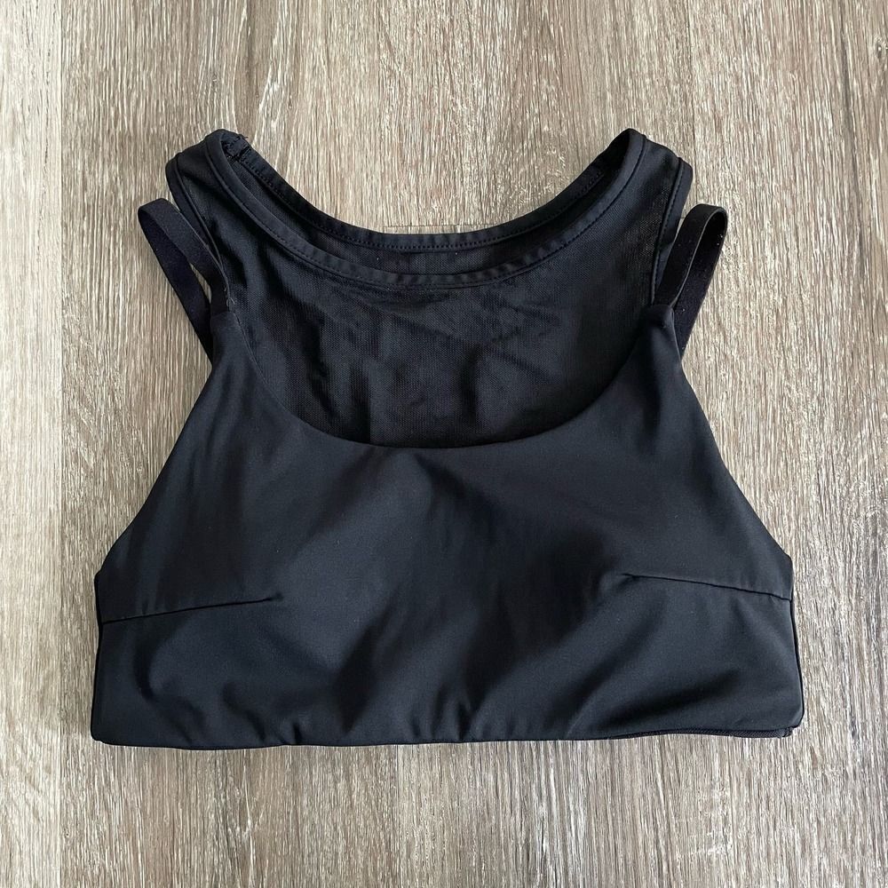 Gymshark Women's Black Stretch Mesh Layer Sports Bra